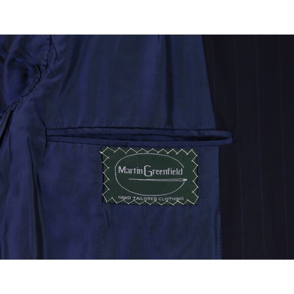 Martin Greenfield Bespoke Navy Blue Pinstripe 2-Btn Wool Blazer Jacket 40R - Picture 9 of 10